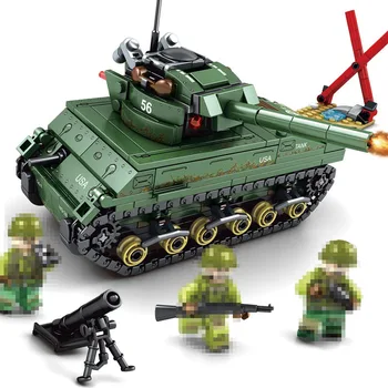 

437pcs Mini Figures Building Blocks Military Tank Models Bricks Toys Boy City Police Educational Blocks Soldiers With 3 Figures