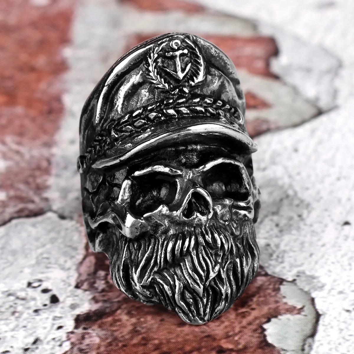 

Stainless Steel Men Rings Old Captain Hat Skull Punk Rock Hip Hop for Biker Male Boyfriend Jewelry Creativity Gift Wholesale