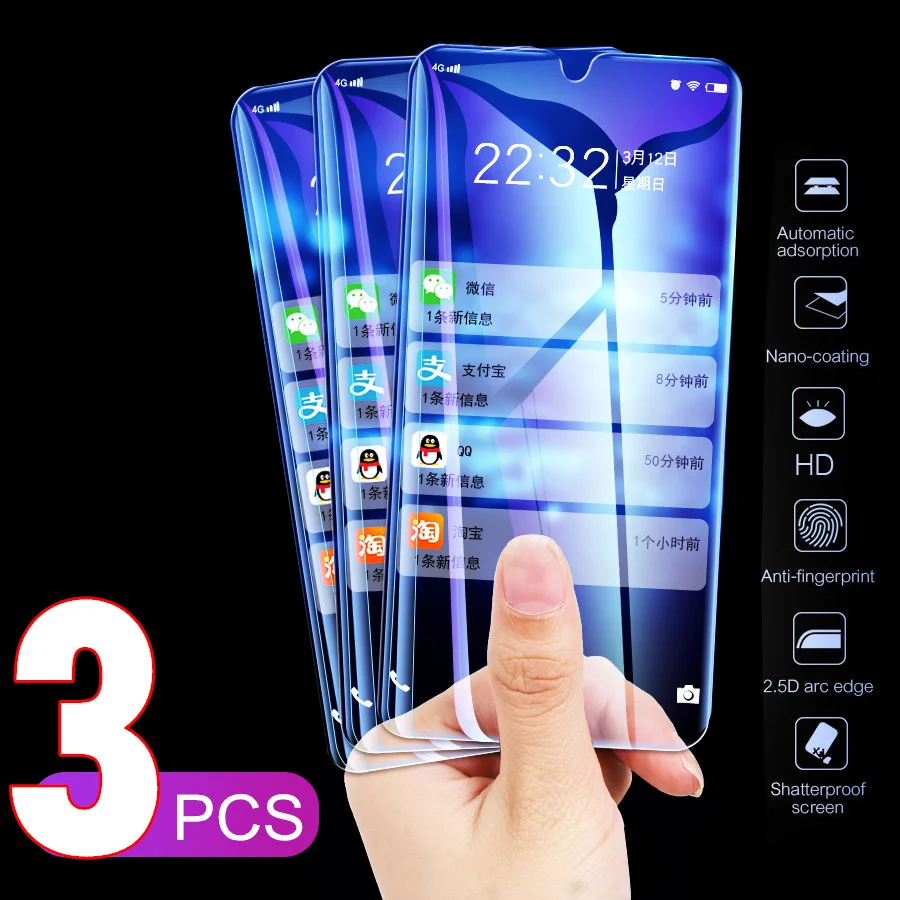 

3Pcs Full Cover Glass on the For Xiaomi Redmi Note 8 8T 7 6 5 Pro 8A 7A 6A Tempered Glass For Redmi Note 8 Pro Screen Protector
