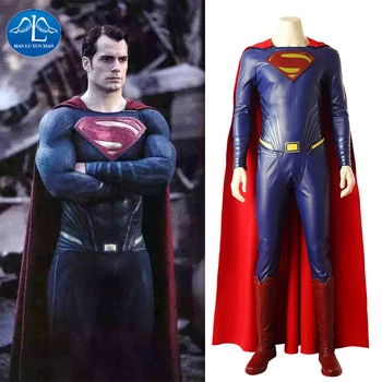 

Manluyunxiao Men Superman Man of Steel Cosplay Costumes Tights Jumpsuits Superhero DC Justice League Halloween Zentai Suit Cloak