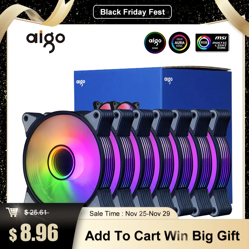 Чехол для ПК Aigo AR12 Pro 120 мм PWM ARGB 5 В/3 контакта подсветка вентиляторы RGB | Компьютеры