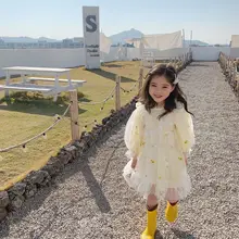 Новое Стильное платье принцессы для девочек, весенние модные платья для маленьких девочек, детская одежда, 2-6 лет