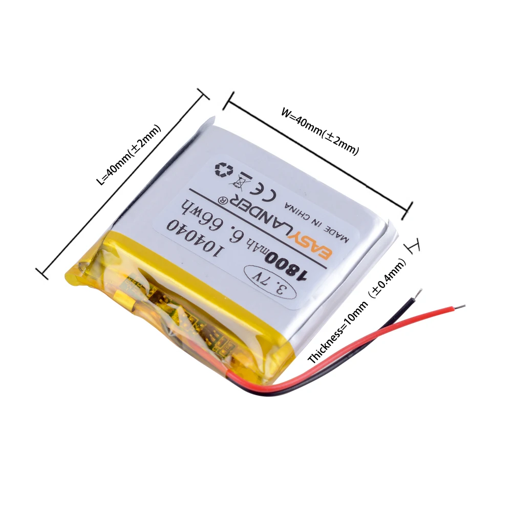 104040 3.7V 1800mAh Rechargeable Lithium Li-ion Polymer Battery 