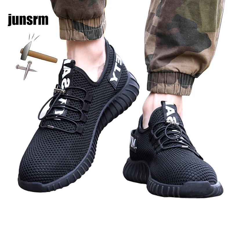 

New breathable safety shoes work women men's Lightweight autumn anti-smashing piercing sandals Single mesh sneakers steel toe