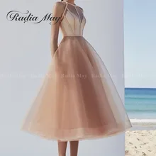Винтажные короткие платья для выпускного вечера цвета шампанского, вечерние платья с круглым вырезом и длиной до линии чая для девочек, дешевые короткие платья для выпускного вечера Vestidos