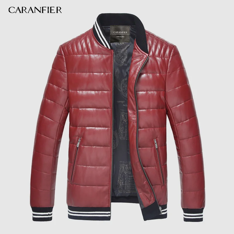 CARANFIER мужской пуховик из натуральной кожи зимняя верхняя одежда