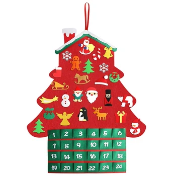 

DIY Christmas Tree 28 Pacs Wall Hanging Christmas Tree with Calendar Pocket Home Door Wall Decoration