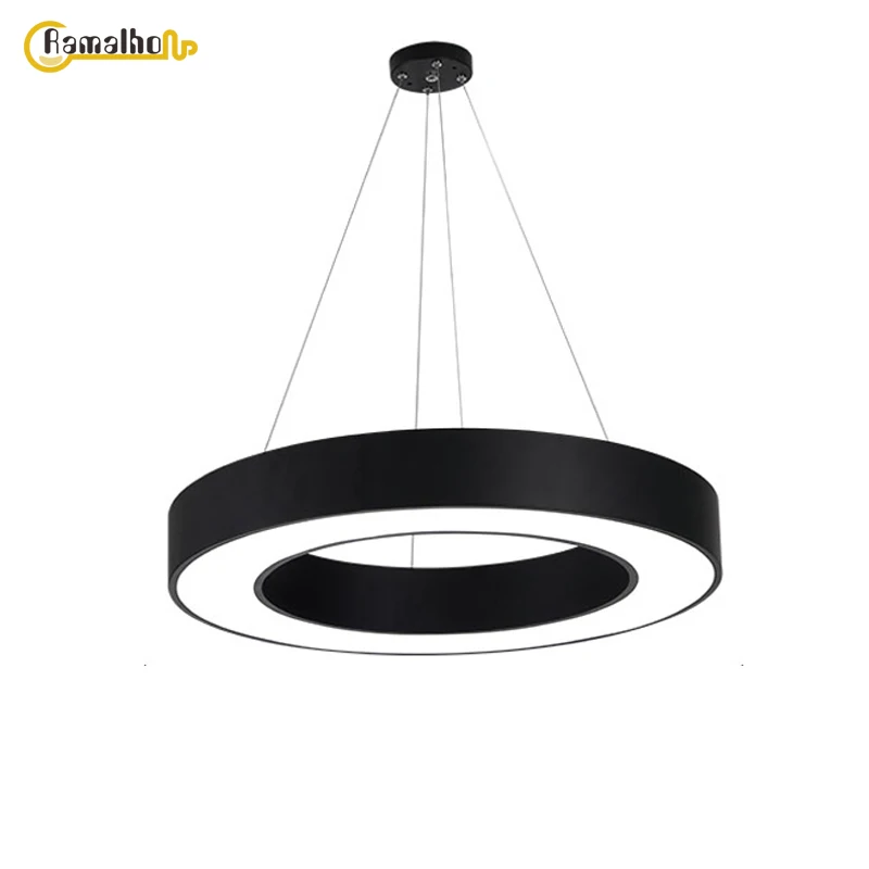 

Office Studio Pendant Lamp Modern led Penant Light Simple Black Round Office Building LED Lighting Supermarket Long Hanging Lamp