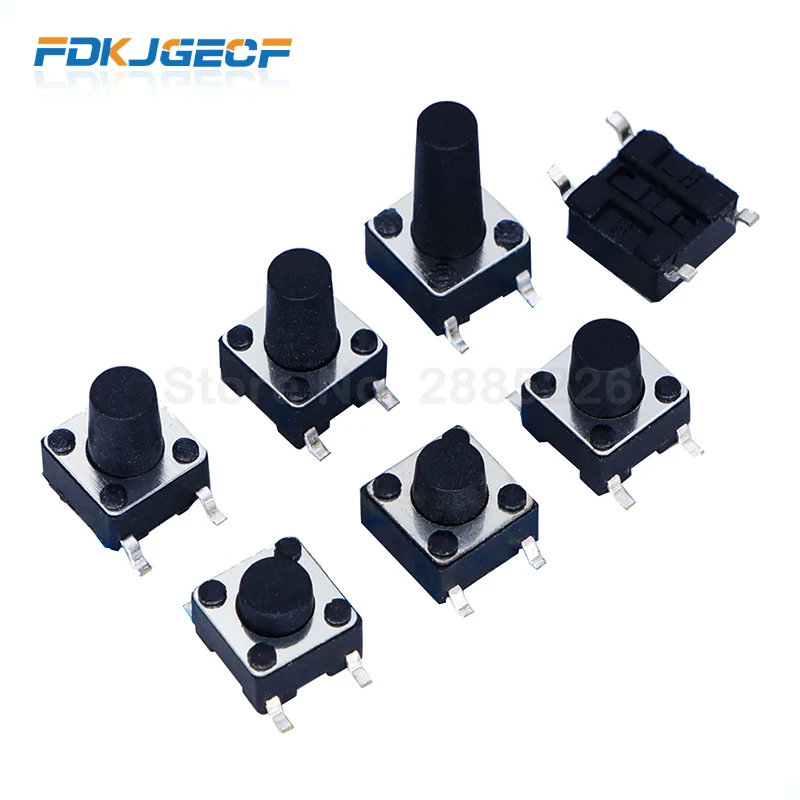 20 шт. SMD 4PIN 6x6x4.3/5/6/7/8/9/10 мм микро тактовый выключатель 0 5a 50 в кнопочные