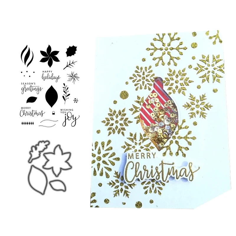 

Metal Cutting Dies and Rubber Stamps for Scrapbooking Craft Merry Christmas Snowflake Die Cut Stencil Card Make Sheet Decoration