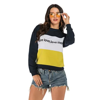 

6170 # Europe And America WOMEN'S Dress Joint Contrast Color Printed Pullover Fashion Hoodie Women's 2020 New