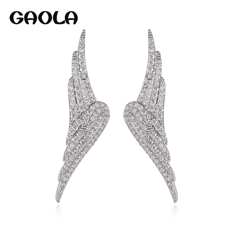 GAOLA фирменные висячие серьги с крыльями и перьями Серьги инкрустацией из