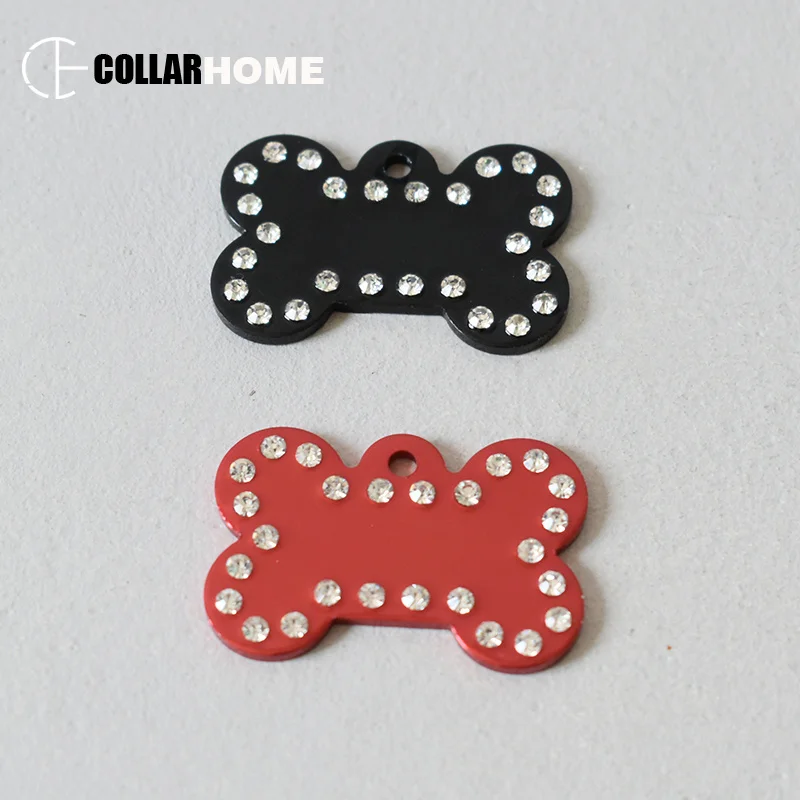 100pcs Wholesale bone-shaped dog nameplate pet ID tags blank puppy pendant engraved name logo dog necklace accessories 5 colors