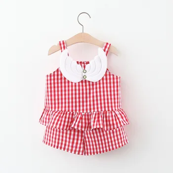 

(4 sets/lot) 2020 Summer Girl's Cothing Set Plaid 052001