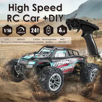 

Remote Control Car Rechargeable DIY 4WD 1/16 Racing Car Truck Off-road Vehicle Electric Toy With 45KM/H Speed 20+Min Play