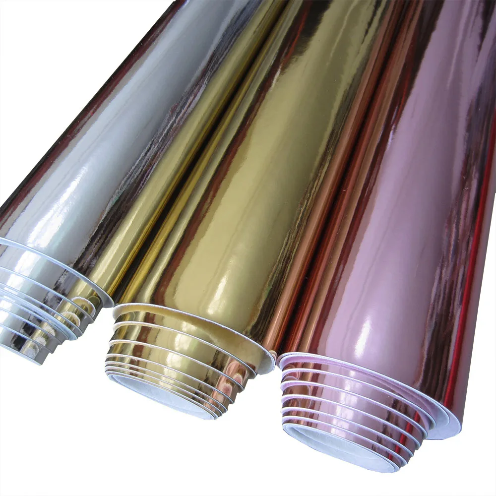 High light Rose Gold Sliver Plain Mirror Faux Synthetic PU Leather Fabric For Gift Boxes Bows Decoration DIY 30x134cm Roll