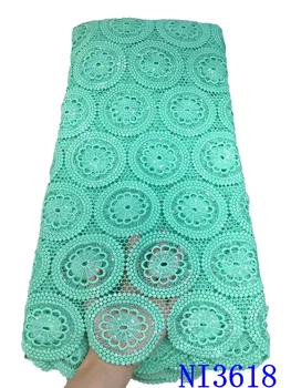 

Hot Sales 2020 African Guipure Lace Fabric High Quality Cord Lace Water Soluble Lace For Wedding Milk Silk Lace Fabric NI3618-6