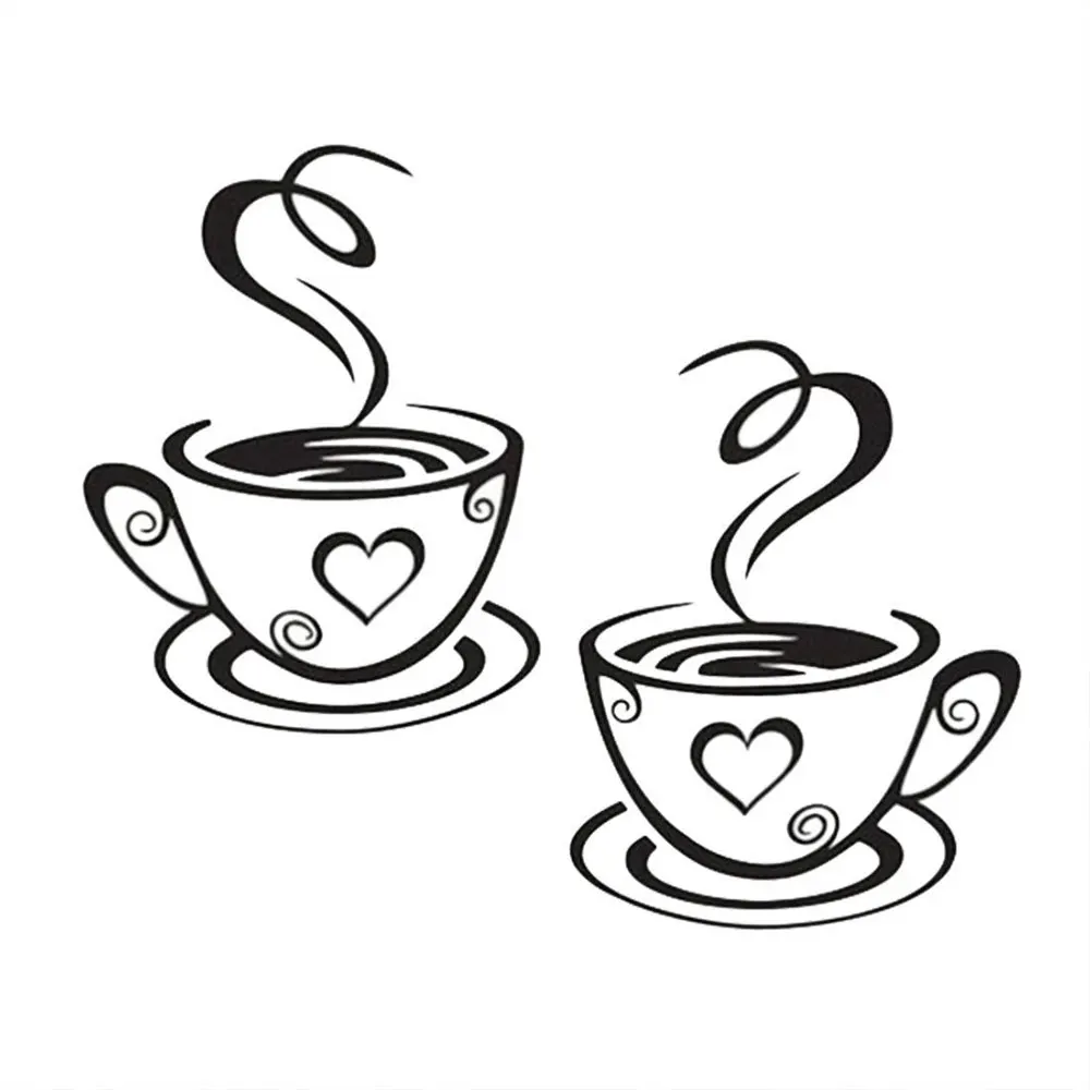cheap Vinyl Coffee Cups Wall Art Cafe Household Supplies Creative New Novelty Kitchen 31 * 19cm Beautiful Design