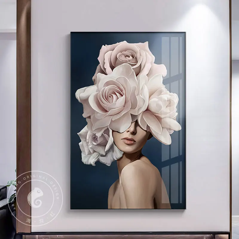 

Modern Elegant Lovely Ladies Posters and Prints Flowers Woman Paintings Wall Pictures for Living Room Decorative Canvas Painting