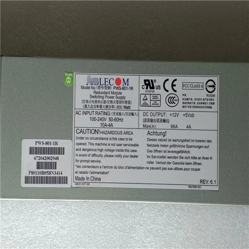 Блок питания для Supermicro Ablecom 800W блок питания PWS-801-1R