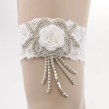 Свадебные Стразы с цветочной аппликацией Кружева Подвязки белье бедра кольцо Белый