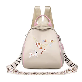 

Fashion backpack women embroidery bags for women 2020 Mini wide shoulder strap women's multifunctional Backpack