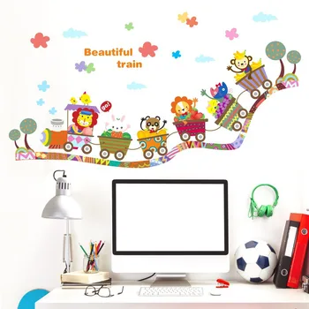 

Listed Cartoon Children's Room Wall Stickers Kindergarten Classroom Wall Small Train Decorative Stickers Dlx0335