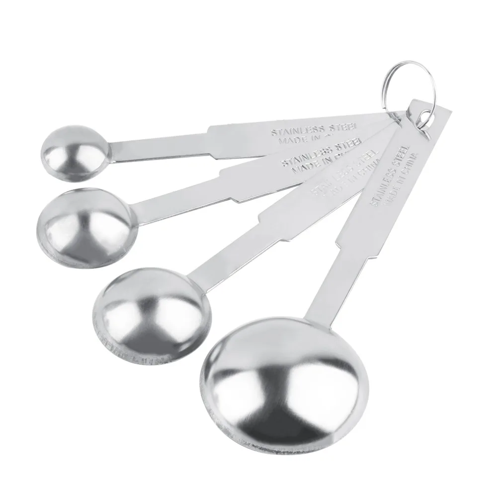4pcs Kitchen Stainless Steel Tea Coffee Measuring Spoons Cup Baking Teaspoon