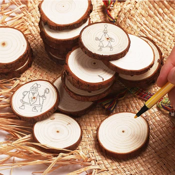

30-70MM Rustic Pine Wood Log Slices Unfinished DIY Circles Crafts Wedding Party Table Decor Home Decoration Accessories