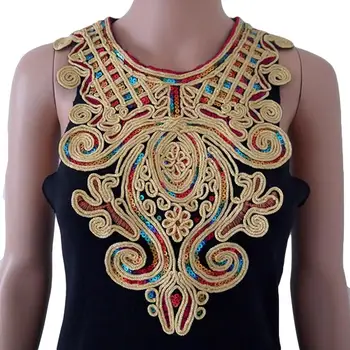 

1Pc Sequins Floral Embroidered Applique Lace Neckline Collar DIY Sewing Trim