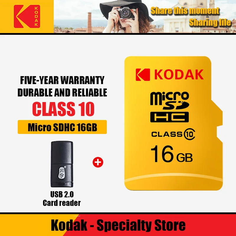 

100% Kodak High Speed TFclass10 U1 128GB 64GB 32GB 16GB Flash Memory Card s High Speed Adapter with TF Card Slot C286 Reader