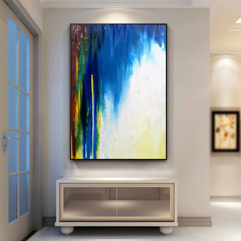 

After The Pure hand-painted Oil Paintings Quarter Of The White Nordic Style Living Room Entrance Decorative Painting Murals Mode