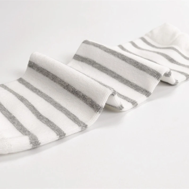 Детские хлопковые полосатые носки, комплект, весна и осень, 0-12 месяцев, детские свободные носки для ползания до колен