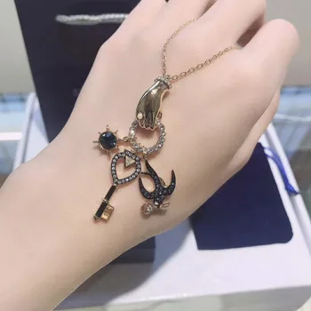 

High quality SWA gem swallow Key Tarot series lucky hand Necklace