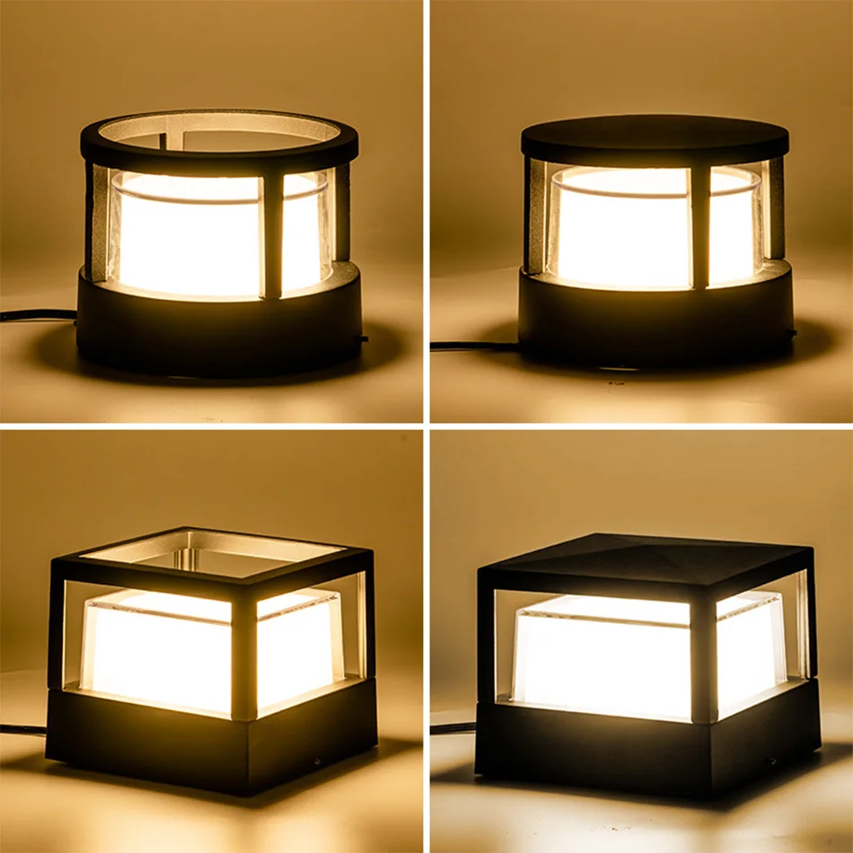 LED Pillar Lamp Waterproof Aluminum Acrylic Outdoor Garden Path Lawn Light Landscape Column Light Garden Porch Stigma