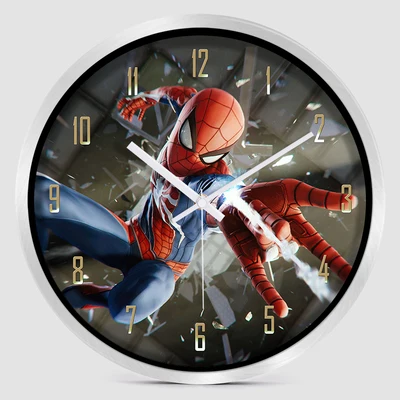 12 дюймов бесшумный мультяшный супергерой Мститель Человек-паук настенные часы красочная современная детская комната спальня кухня домашний декоративный - Цвет: 3