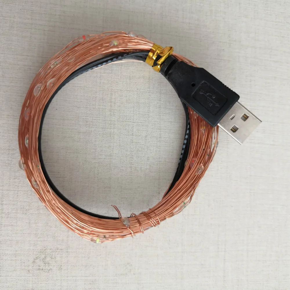 

10 M 100 Lamp USB Copper Wire Lamp String Christmas Holiday Wedding Decorative Decoration LED Copper Wire Light Rice Grains Star