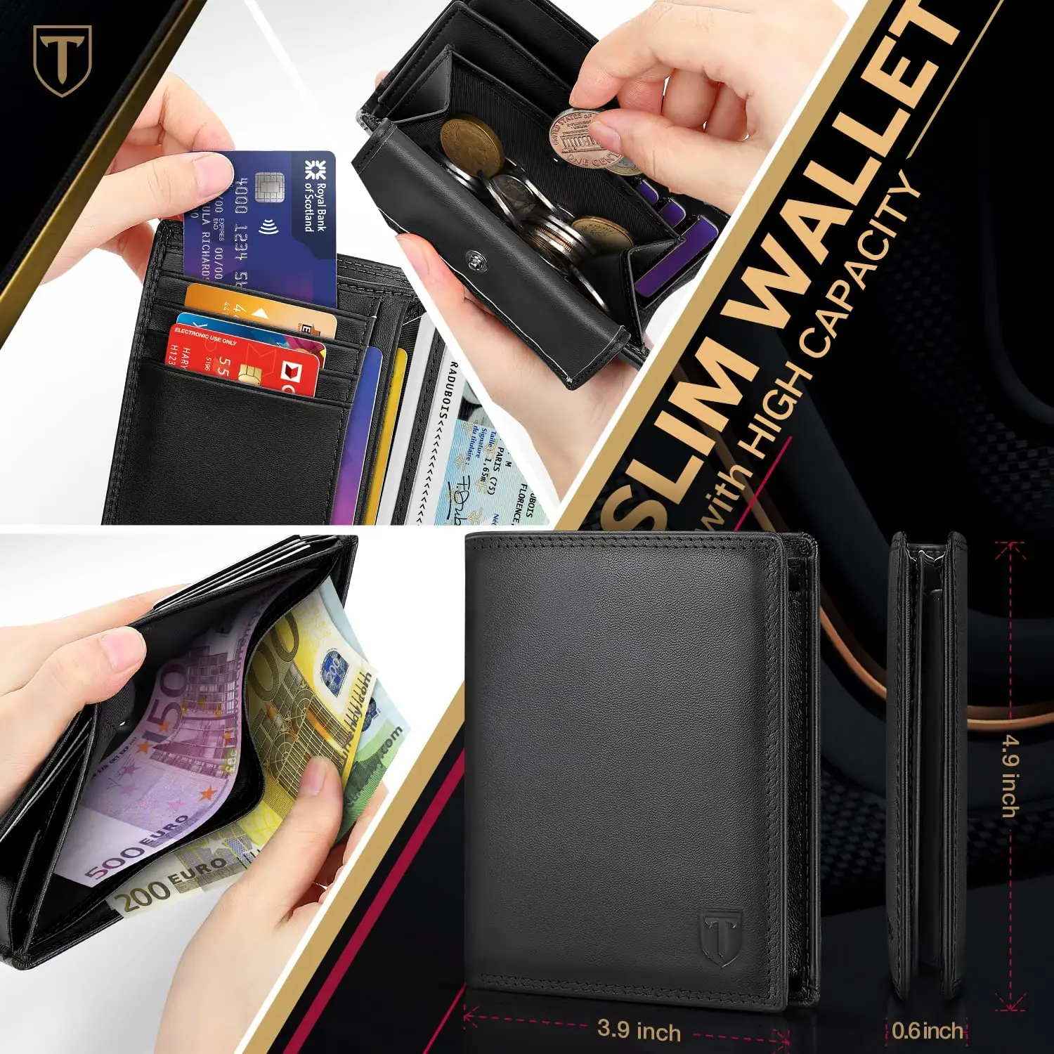 Genuine leather 2023 Elegant Fashion Wallet Men Coin Pocket Card Holder  Purse RFID - papmall® - International E-commerce Marketplace