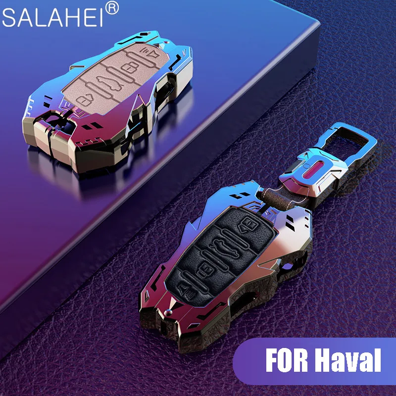

Zinc Alloy + Leather Car Key Case Cover For Great Wall Haval Coupe H7 H8 H9 GMW H6 Samrt Cover Color Stripe Remote Stylish