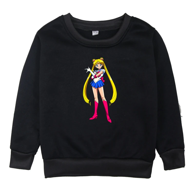 Hoodies 4 Толстовки для мальчиков и девочек; сезон осень-зима; детские толстовки с капюшоном для девочек с принтом Сейлор Мун; длинный костюм с рукавами для подростков; футболка для девочек; одежда - Цвет: Hoodies 4