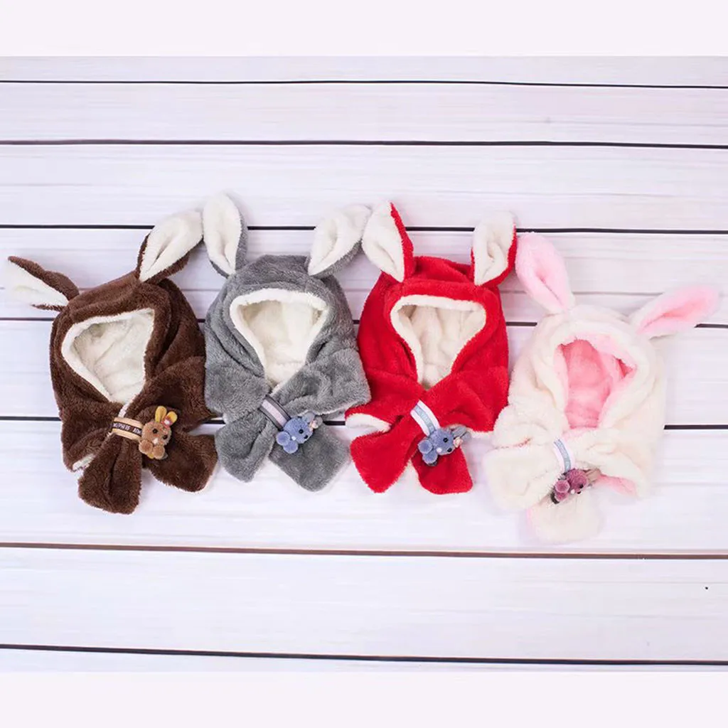 Милый зимний теплый шейный платок с ушками для маленьких девочек от 3 до 10 лет, реквизит для фотосессии новорожденных