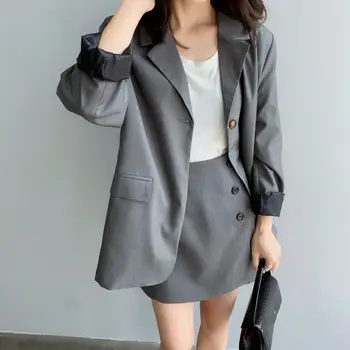 

Fall Korean Style Loose Woman Suit Office Lady Ladies Black Blazers And Pant Suits Women Suits Office Sets Blazer Set