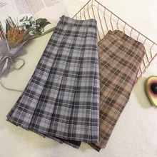 Клетчатая плиссированная юбка женская осенняя и зимняя новая Корейская Студенческая стильная тонкая высокая талия светильник короткая юбка