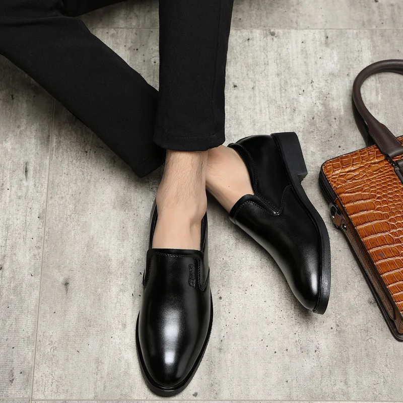 IMAXANNA/ г.; Осенняя мужская повседневная обувь; Роскошная Брендовая обувь из натуральной кожи; лоферы; Мужская обувь в деловом стиле; Мужская обувь; большие размеры - Цвет: black