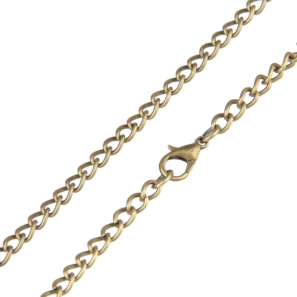 80cm Vintage Alloy Pocket Watch Chain Fob Necklace 5 Color for Choice