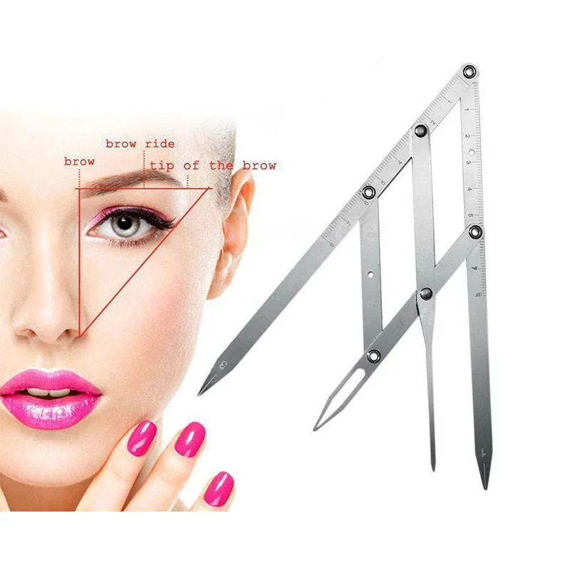 Golden Ratio Fordable Measure Precisely Adjustable Size Calipers Stencil Design Stainless Steel Eyebrow Ruler Makeup Tool Golden Ratio Fordable Measure Precisely Adjustable Size Calipers Stencil Design Stainless Steel Eyebrow Ruler Makeup Tool