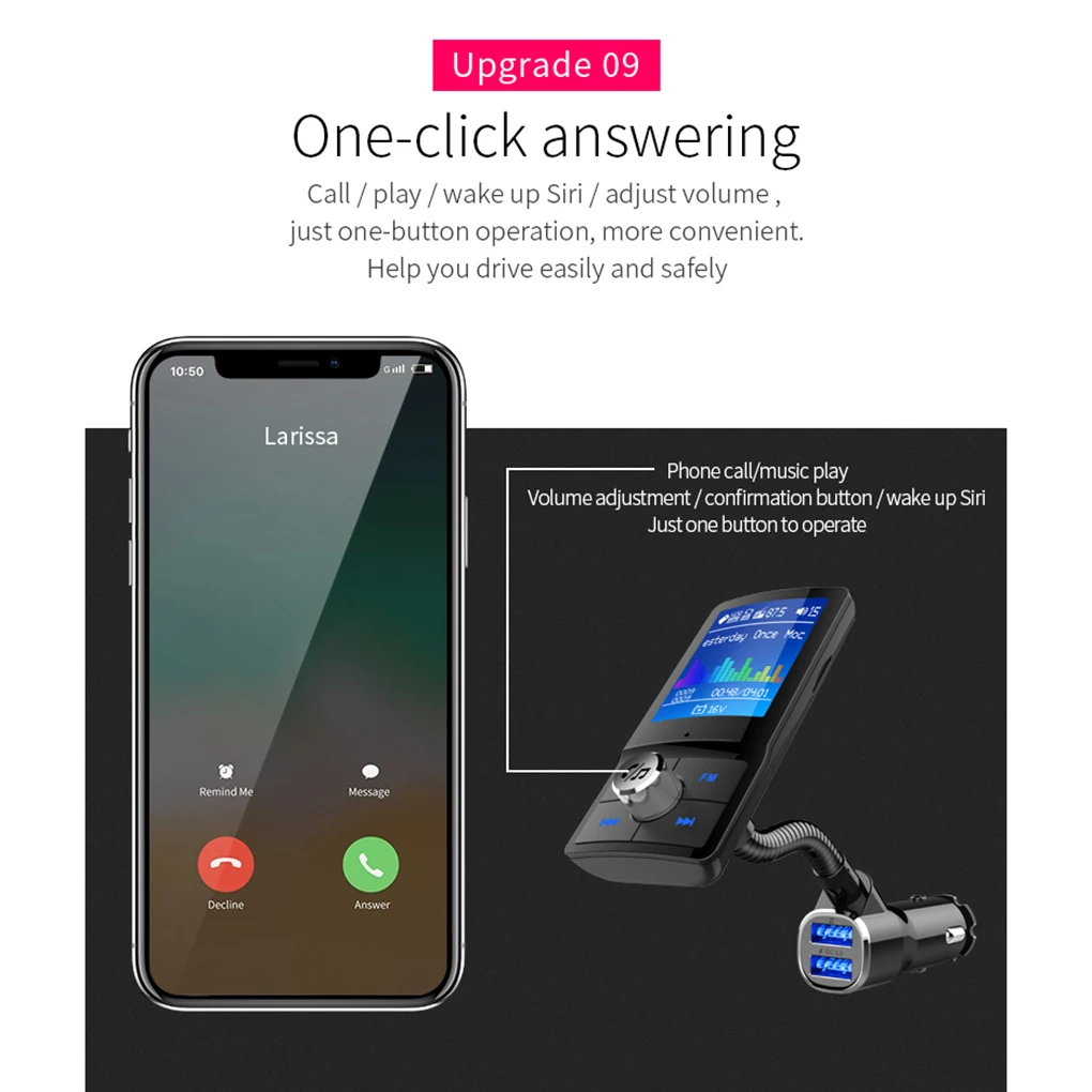 Bluetooth fm-передатчик QC3.0 USB Автомобильное зарядное устройство MP3-плеер ЖК-дисплей fm-модулятор Hands-free автомобильный комплект