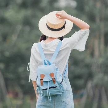 

Fashion Small Soft Canvas Backpack Women Drawstring Shoulder Bags Female School Bag for Teenage Girl Mochilas Escolares Bookbag