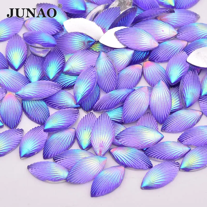 7x15mm-Purple AB JUNAO 7x15 мм Блестящий черный Стразы ab Crystal аппликация кристаллическое Украшение «конский глаз» камни смола камни Flatback Стразы с бриллиантами для поделок - Цвет: 7x15mm-Purple AB