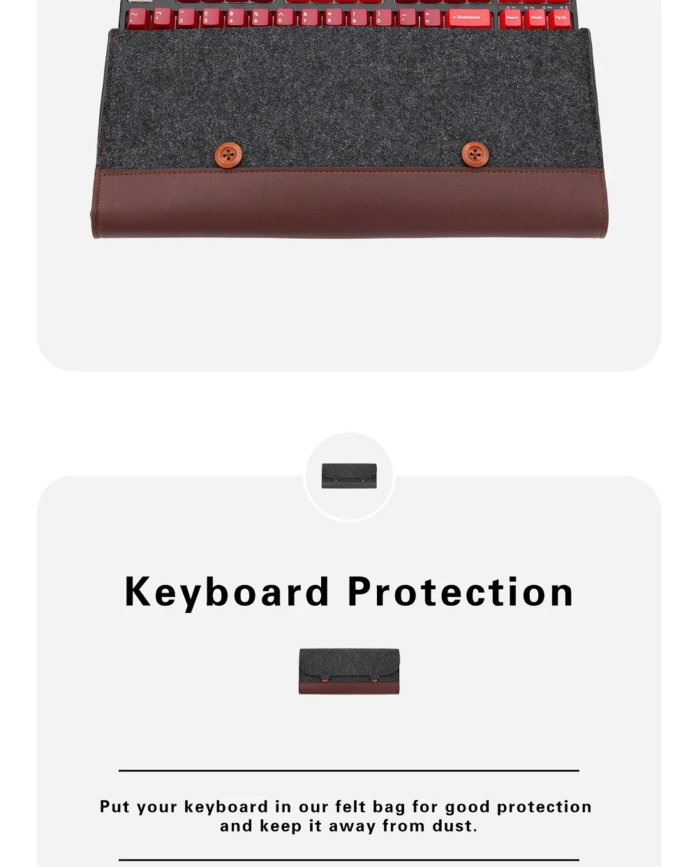 keyboard desktop PU Felt keyboard carrying case bag for planck 40% 60% 80% 100% gh60 xd64 tada68 87 tkl 104 Ansi bm60 bm65 bm68 poker computer keypad